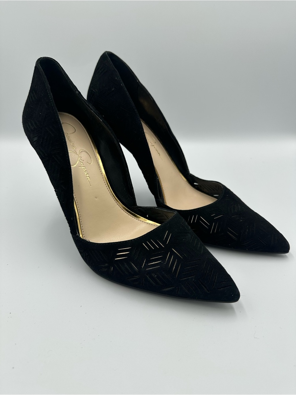 Jessica Simpson Charie Black Suede Pointed Toe Pump Size 8.5 M
